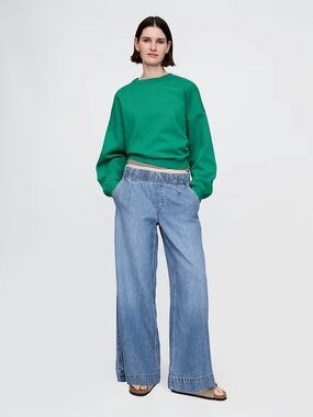 GAP Mid Rise UltraSoft Pleated Easy Baggy Jeans small